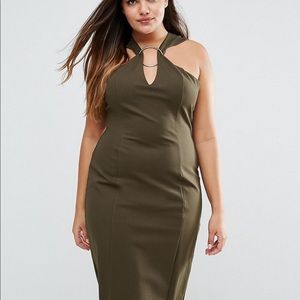 Green dress plunge neckline